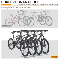 HOMCOM Râtelier pour 4 vélos 100 x 33 x 27 cm Fixations au Sol Acier Galvanisé Argent(m-7)