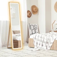 HOMCOM Full Length Mirror, with Adjustable Outer Light, Oak(m-2)