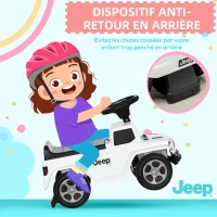 AIYAPLAY Porteur trotteur enfants voiture licence jeep 18-36 mois coffre - 63,5 x 29 x 42 cm blanc(m-4)