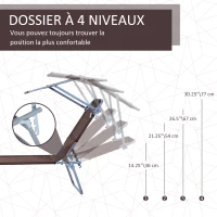 Outsunny Lot de 2 Transats Bain de Soleil Pliable Chaise Longue Pliante Grand Confort Dossier Inclinable Pare-Soleil réglable(m-4)