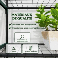 Outsunny Serre de jardin balcon étagère serre 5 niveaux 0,69 x 0,49 x 1,93 m acier bâche amovible PE blanc(m-4)