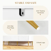 HOMCOM Elegant Two-Cupboard Sideboard - White/Gold-Tone(m-7)