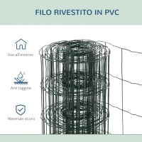 PawHut Rete Metallica da Giardino con Rivestimento in PVC per Recinzioni da Esterno, 1000x61cm, Verde(m-5)