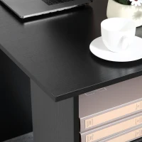 HOMCOM Bureau d'ordinateur réversible avec 3 tiroirs et 3 étagères ouvertes, 120 x 49 x 72 cm, bureau avec rangement, style moderne, table informatique pour chambre, domicile, télétravail, noir(m-6)