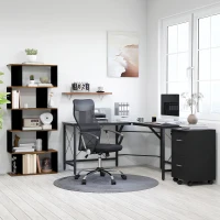 HOMCOM Sedia Ergonomica da Ufficio Girevole e Dondolo con Ruote, Altezza Regolabile e Schienale a Rete, 63x65x109-119 cm, Nero(m-8)