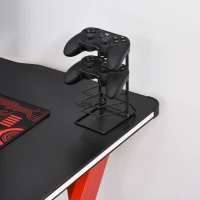 HOMCOM RGB 120 x 66cm Gaming Desk, Computer Table with Carbon Fibre Surface, Headphone Hook, Cup Holder, Controller Rack, Home Office Desk, Black and Red(m-9)