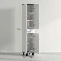 HOMCOM 190cm Slim Bathroom Storage Cabinet - White(m-3)