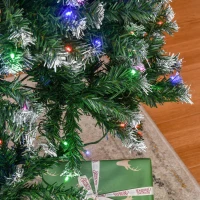 HOMCOM 6FT Tall Prelit Pencil Slim Artificial Christmas Tree with Realistic Branches, 300 Colourful LED Lights and 618 Tips, Xmas Decoration, Green(m-8)