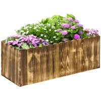 Outsunny Bac à fleurs jardinière rectangulaire avec fond extrémités supérieures lattes arrondies bois de sapin 80 x 33 x 30 cm(m-1)