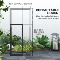 Outsunny Firewood Log Rack Set of 2, Retractable Metal Wood Store Holder, Indoor Outdoor Fireplace Log Storage Shelf with Hooks, 65 x 25 x 150 cm, Black(m-4)