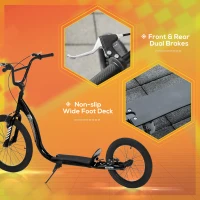 HOMCOM Monopattino per Bambini 5+ Anni, Altezza Regolabile e Doppio Freno, 156x68x101-108cm, Nero(m-6)