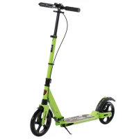 HOMCOM Teen/Adults Aluminium Foldable Kick Scooter w/ Shock Mitigation System - Green(m-1)