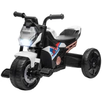 AIYAPLAY Motorcycle Design, 3 in 1 Toddler Trike, Sliding Car, Balance Bike with toy safety light, Music, Horn, White(m-11)