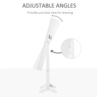 HOMCOM Full Length Mirror with Storage, Jewellery Cabinet with Mirror, Adjustable Angle and Stand, Lockable Jewellery Organiser for Bedroom Dressing Room, White(m-5)