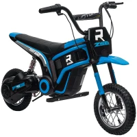 HOMCOM 24V Electric Motorbike 18km/h with Twist Grip Throttle, Enhanced Power and Extended Range - Blue(m-10)