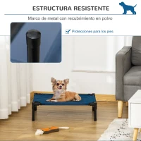 PawHut Cama Elevada para Perros Gatos Portátil Cama para Mascotas con Zona de Malla Transpirable y Tela Oxford para Interior Exterior 61x46x18 cm Azul(m-4)