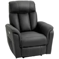 HOMCOM Fauteuil de relaxation électrique inclinable moderne avec repose-pieds et 2 poches latérales - noir(m-10)