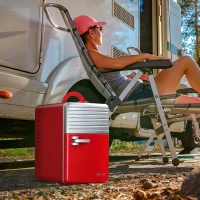 Outsunny Mini réfrigérateur 6L 8 canettes 330ml AC 240V DC 12V petit réfrigérateur portable refroidit et réchauffe(m-2)