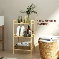 HOMCOM Three-Tier Bamboo Adjustable Shelf Storage Unit(m-7)
