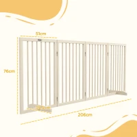 PawHut Barrière de sécurité modulable pliable pour animaux de compagnie avec pied de support, bois massif, 206 x 35,5 x 76 cm(m-3)