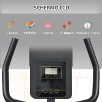 HOMCOM Cyclette Pieghevole Resistenza Regolabile su 16 Livelli, Bici da Spinning con Elastici per Braccia e Schermo LCD, Volano 6kg, 113x65x120cm, Nero Grigio(m-5)