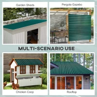 Outsunny Set of 12 Corrugated Steel Roof Sheet Panels - Green(m-4)