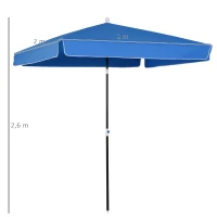 Outsunny Parasol de jardin Parasol droit inclinable rectangulaire métal polyester haute densité 2L x 2l x 2,6H m bleu(m-3)