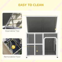 PawHut Wooden Outdoor Dog House, with Asphalt Openable Top, Removable Floor, Clear Front Panel, Curtain, 103 x 77 x 83cm(m-4)