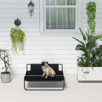PawHut Lit surélevé pour chiens animaux de compagnie avec appui-tête tissu micro-perforé 91 x 69 x 29 cm noir(m-9)