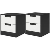 HOMCOM Set of Two Monochrome Two-Drawer Bedside Tables(m-11)