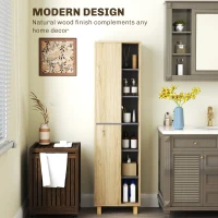 HOMCOM Multi-Storage Slim Bathroom Cabinet - Wood-Effect(m-5)