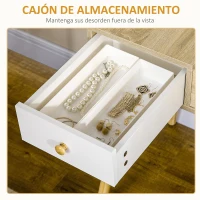 HOMCOM Tocador de Maquillaje con Espejo Abatible Mesa de Maquillaje con Taburete Acolchado Cojín Suave Compartimentos y Cajones Patas de Madera Maciza 100x45x118 cm Color Natural(m-6)