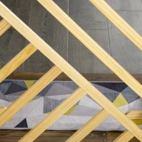 PawHut Barrera de Seguridad Plegable para Perros Valla de Madera con Patas para Escaleras y Puertas 181x35x76 cm Natural(m-8)