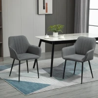 HOMCOM Chaises de Salle à Manger Chaises de Visiteur Design scandinave - Lot de 2 chaises - Pieds effilés métal Noir(m-2)