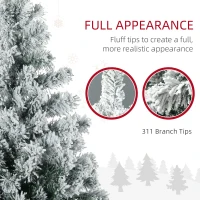 HOMCOM 4.5' Artificial Snow Christmas Trees with Frosted Branches, Warm White or Colourful LED Lights, Steel Base(m-6)