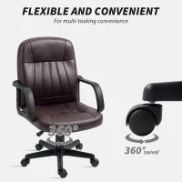HOMCOM Swivel Executive Chair PU Leather Computer Desk Chair, Dark Brown(m-5)