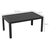 Outsunny Outdoor Side Table, Rectangular Patio Coffee Side Table with Steel Frame and Slat Tabletop for Garden, Balcony, Black(m-3)