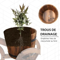Outsunny Porte Plante Tricycle - étagère de Pots de Fleurs - jardinière dim. 52L x 31l x 45H cm - Bois de Sapin(m-5)
