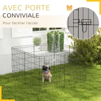 PawHut Parc enclos modulable pour chiens lapins rongeurs clôture pour petits animaux intérieur et extérieur 76 x 61 cm noir(m-7)