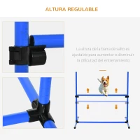 PawHut Set de Entrenamiento de Agilidad para Perros 4 Piezas Obstáculos Vallas de Salto con Altura Ajustable 99x65x94 cm Azul(m-4)