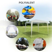 Outsunny Tonnelle barnum de jardin dim. 2,95L x 2,95l x 2,45H m métal époxy bâche PE haute densité bleu(m-5)