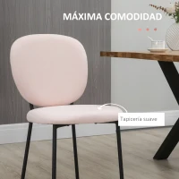 HOMCOM Juego de 2 Sillas de Comedor con Respaldo y Patas de Acero para Salón Cocina Carga 120 kg 46x59x82 cm Rosa Claro(m-5)