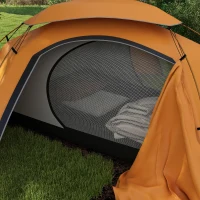 Outsunny Aluminium Frame Camping Tent Dome Tent with Removable Rainfly, 2000mm Waterproof, for 1-2 Man, Orange(m-9)