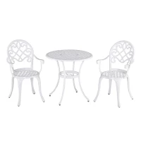 Outsunny Three-Piece Elegant Aluminium Garden Set - White(m-1)