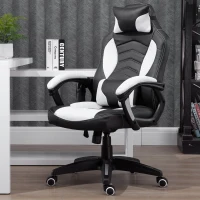 Homcom Fauteil de Bureau Massant et Chauffant Blanc 68 x 69 x 117 cm(m-6)