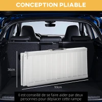 HOMCOM Rampe de Fauteuil Roulant Rampe de Chargement Rampe d'accès antidérapante Pliable avec Bordures de sécurité Max. 270 Kg dim. 91L x 72l x 5H cm alu. Noir(m-6)