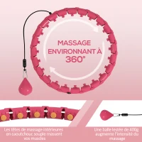 SPORTNOW Hula Hoop Cerceau avec Picots de Massage ajustable de 45 à 106 cm de tour de taille 24 segments amovibles, fitness(m-4)