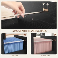 HOMCOM Four-Drawer Lockable Filing Cabinet - Black Wood Effect(m-5)