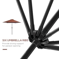 Outsunny 2.6M Garden Parasol Umbrella with Tilt and Crank, Outdoor Sun Parasol Sunshade Shelter with Aluminium Frame, Coffee(m-8)