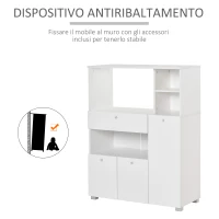 HOMCOM Mobile Cucina per Microonde con Armadietti, Mensole e Cassetto, Credenza Moderna in Legno 90x40x120cm Bianco(m-5)